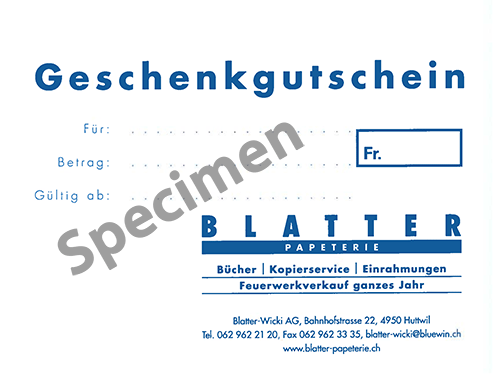 Papeterie Gutschein zum verschenken an Eure Freunde, Familie und Bekannte